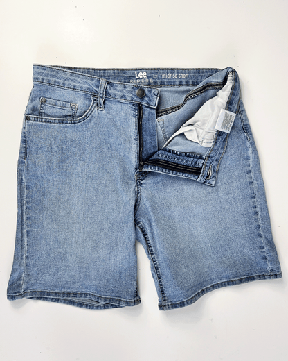 Lee Riders Light Blue Denim Midi Shorts - UK 12