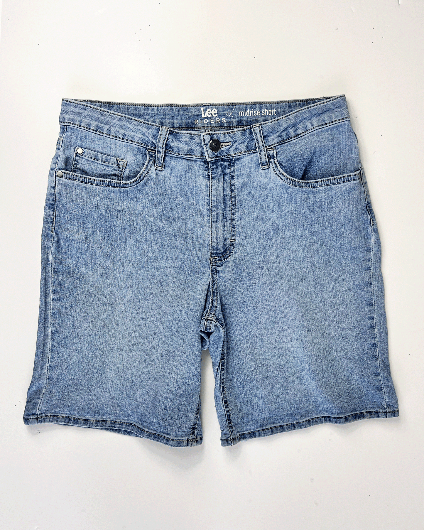 Lee Riders Light Blue Denim Midi Shorts - UK 12