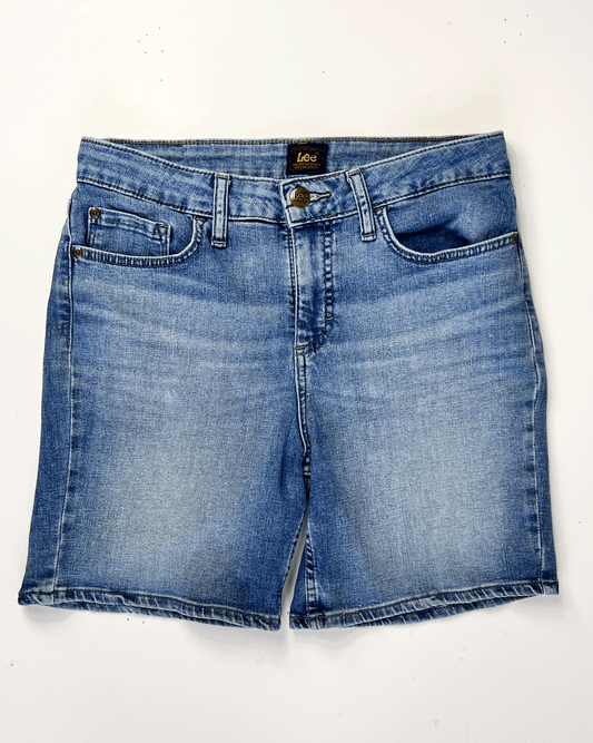 Vintage Light Blue Lee Denim Midi Shorts - UK 10