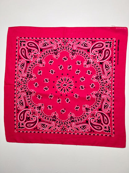 Fuchsia Pink Paisley Mandala Print Vintage Bandana