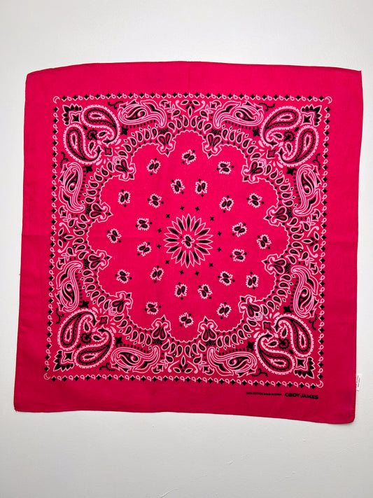 Fuchsia Pink Paisley Mandala Print Vintage Bandana