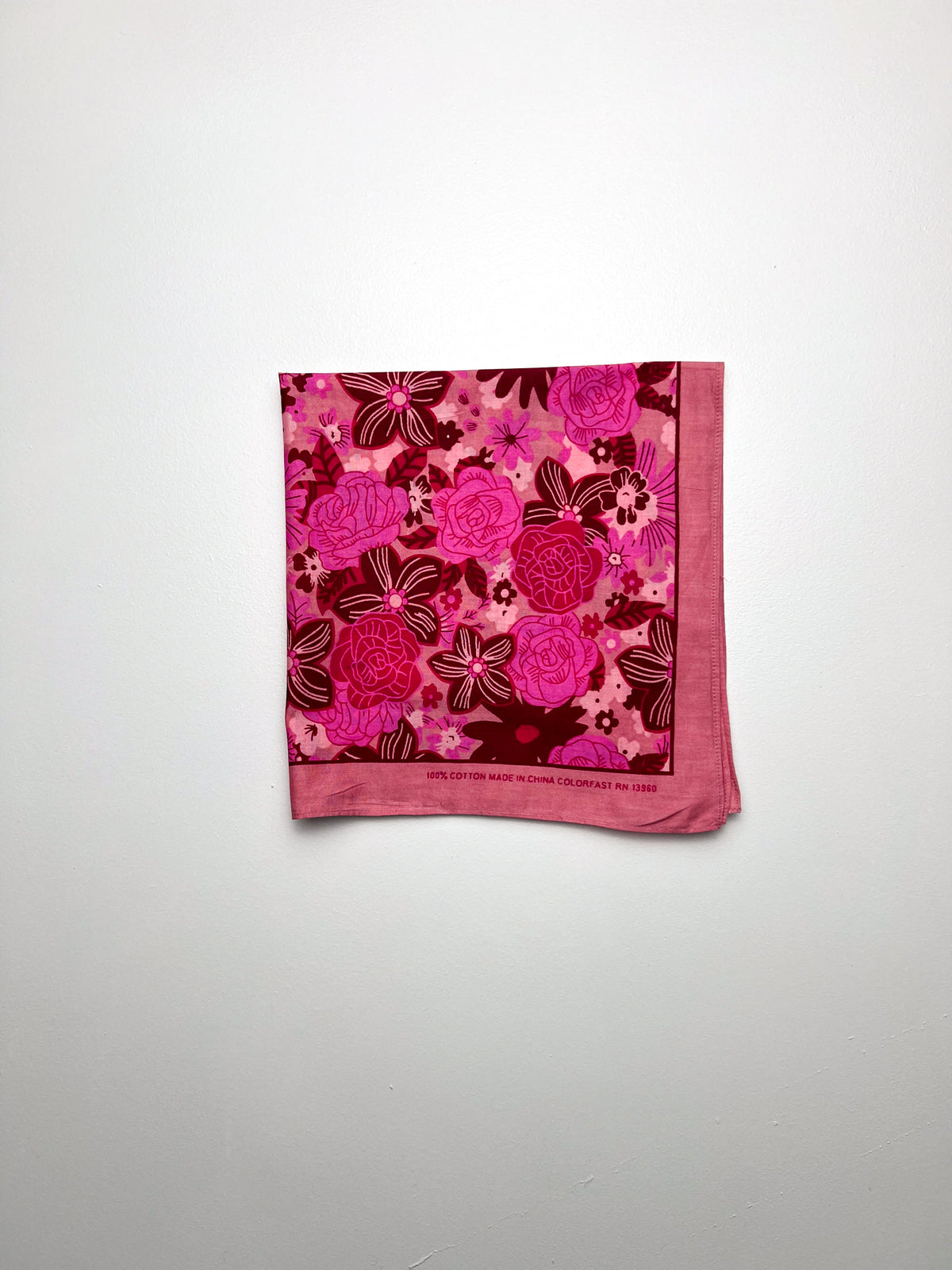 Pink Mixed Floral Print Bandana - Vintage Second