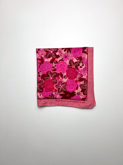 Pink Mixed Floral Print Bandana - Vintage Second