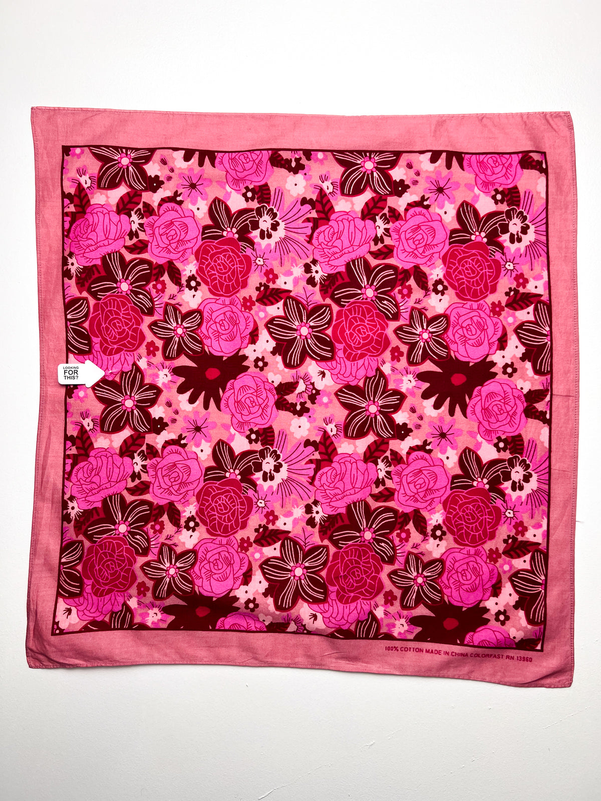 Pink Mixed Floral Print Bandana - Vintage Second
