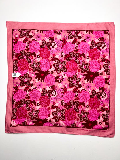 Pink Mixed Floral Print Bandana - Vintage Second