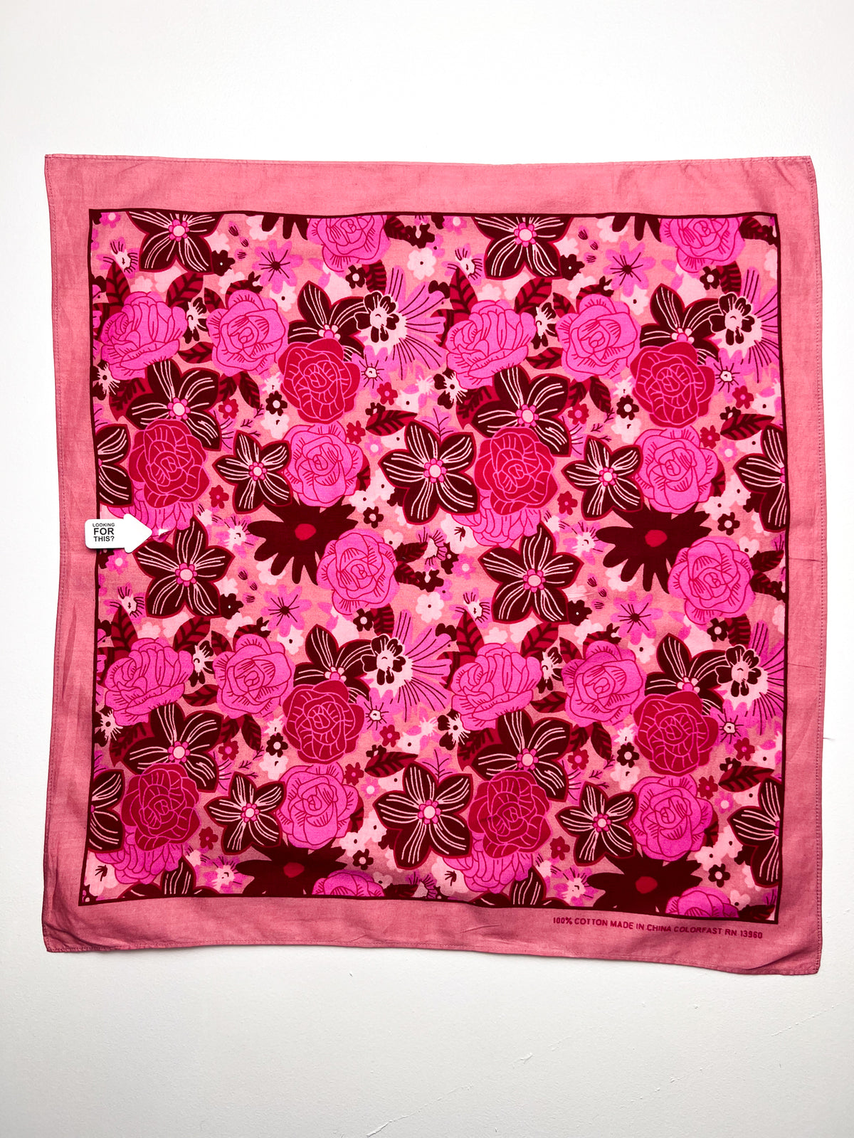 Pink Mixed Floral Print Bandana - Vintage Second