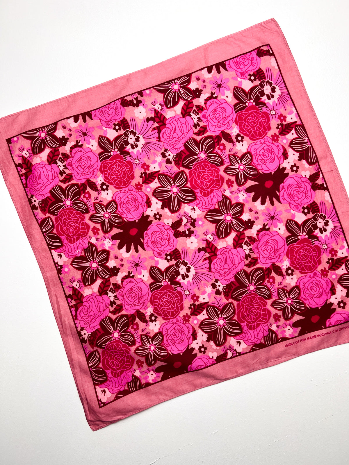 Pink Mixed Floral Print Bandana - Vintage Second