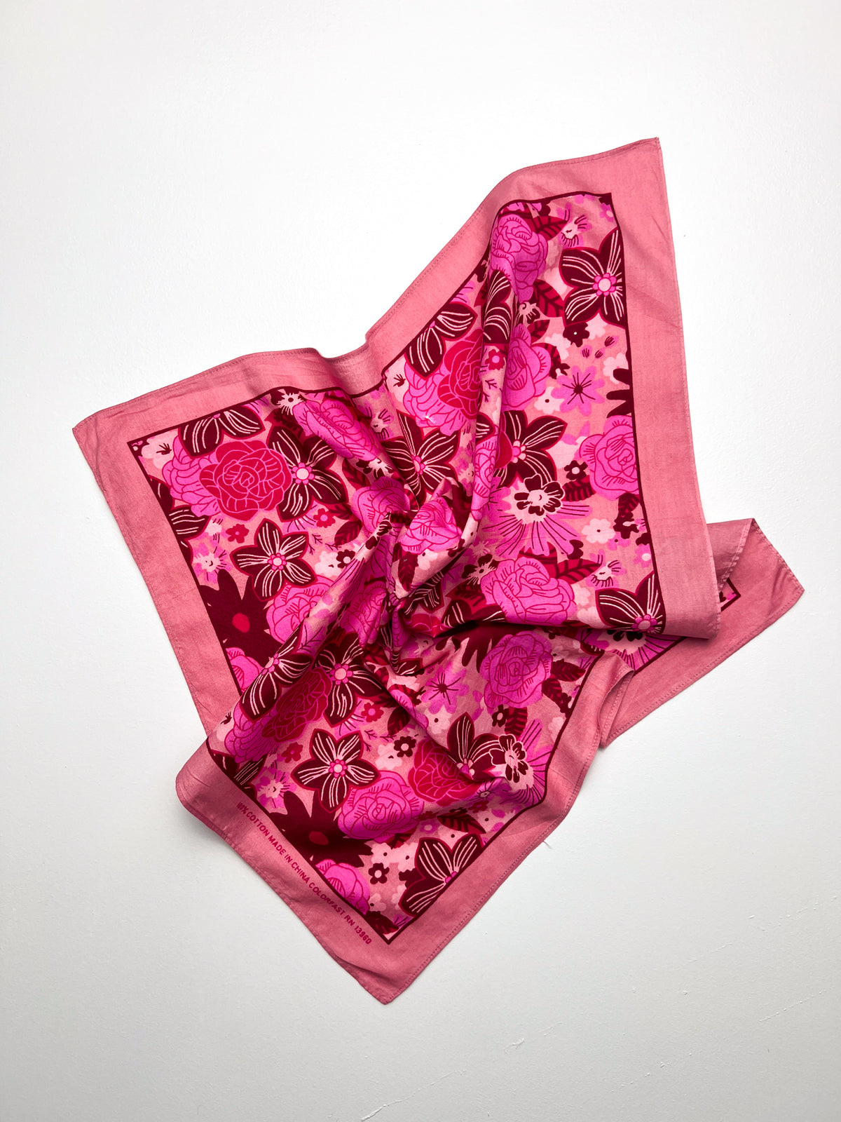 Pink Mixed Floral Print Bandana - Vintage Second