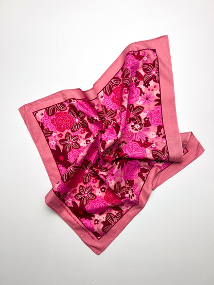 Pink Mixed Floral Print Bandana - Vintage Second