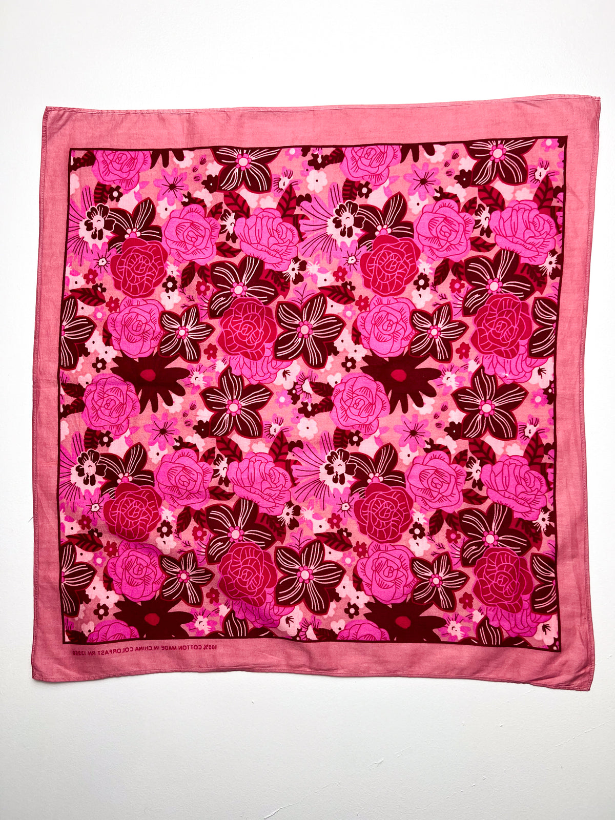 Pink Mixed Floral Print Bandana - Vintage Second