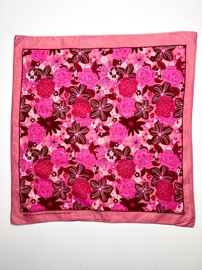 Pink Mixed Floral Print Bandana - Vintage Second