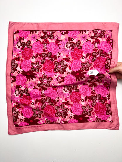 Pink Mixed Floral Print Bandana - Vintage Second