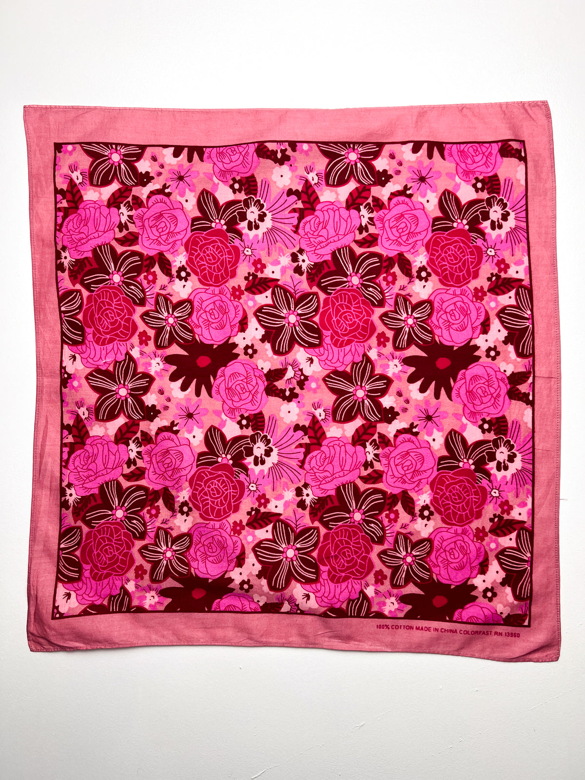 Pink Mixed Floral Print Bandana - Vintage Second