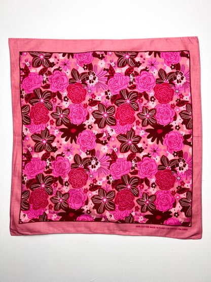 Pink Mixed Floral Print Bandana - Vintage Second