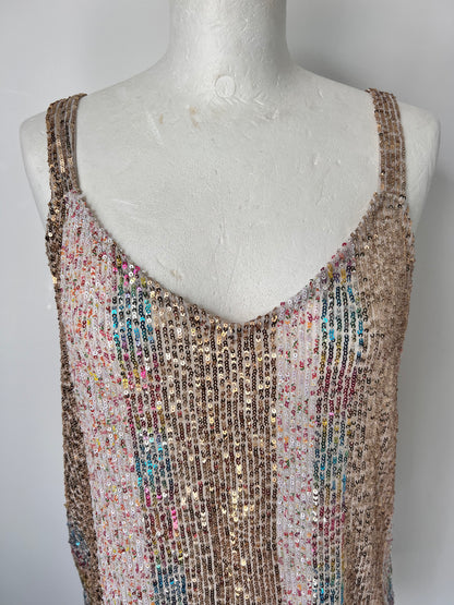 Metallic Rainbow Sequin Strappy Top - Medium