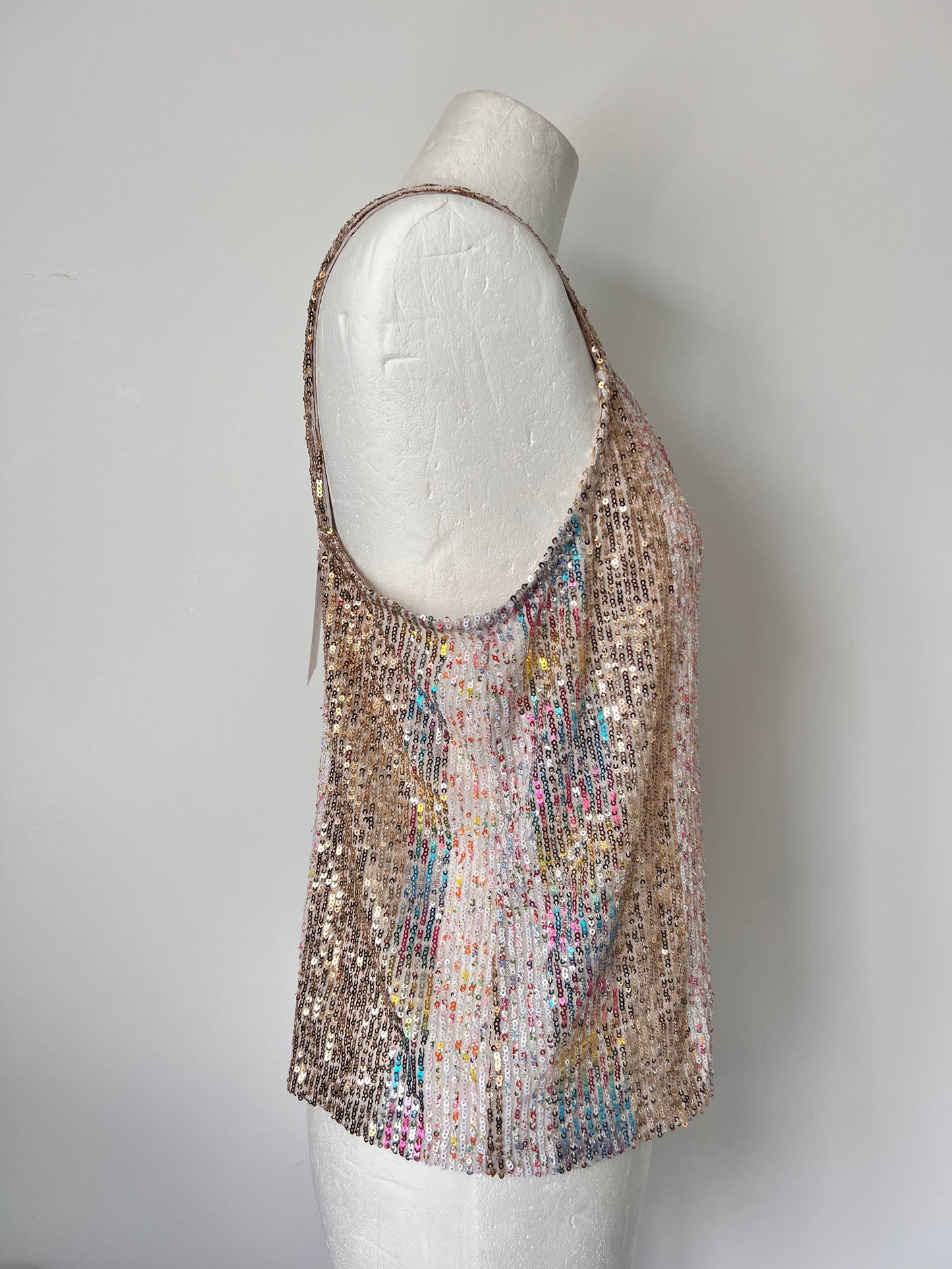Metallic Rainbow Sequin Strappy Top - Medium