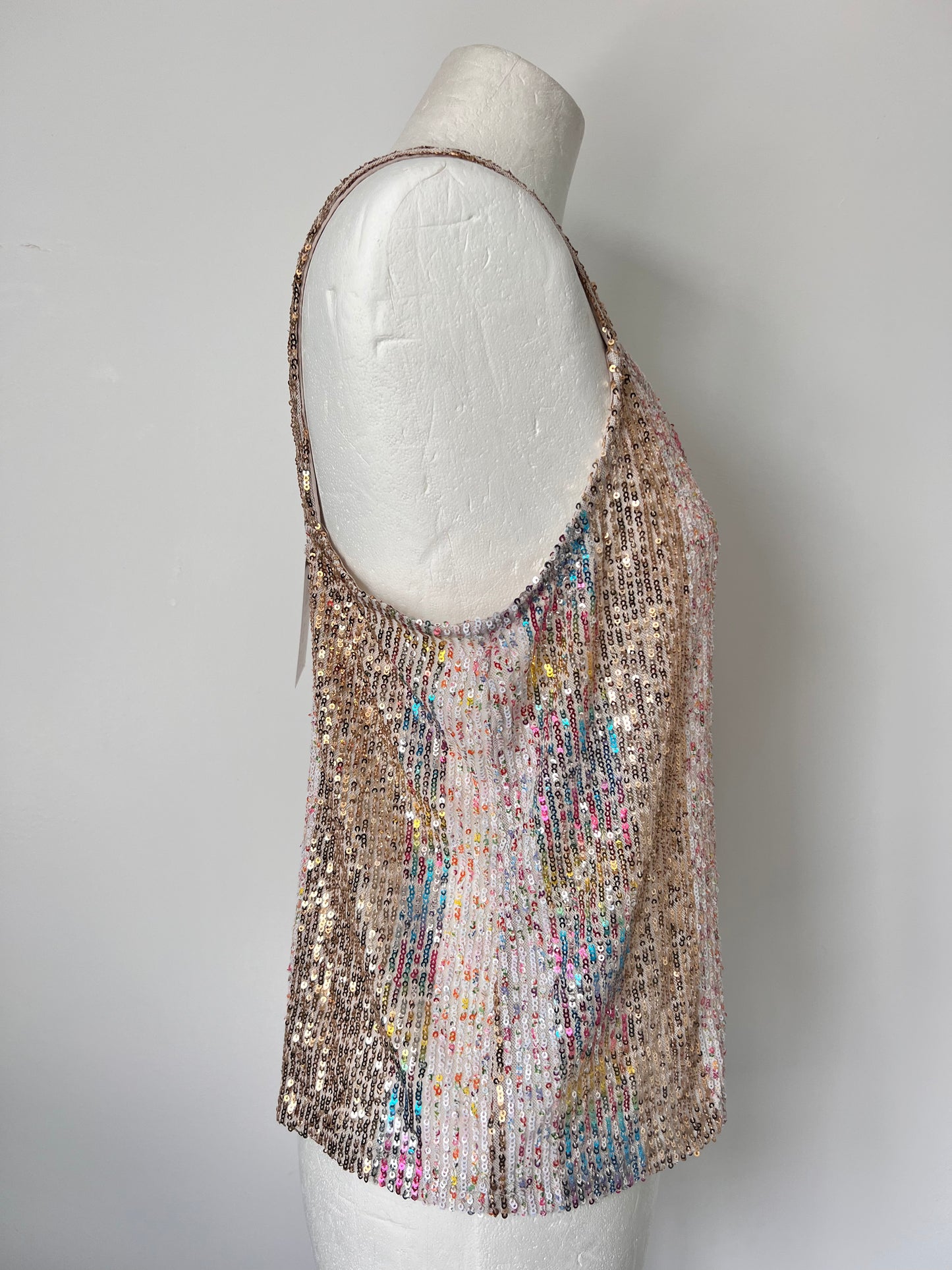 Metallic Rainbow Sequin Strappy Top - Medium