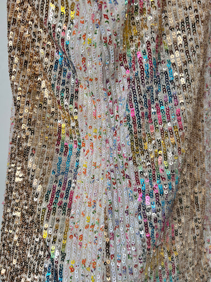 Metallic Rainbow Sequin Strappy Top - Medium