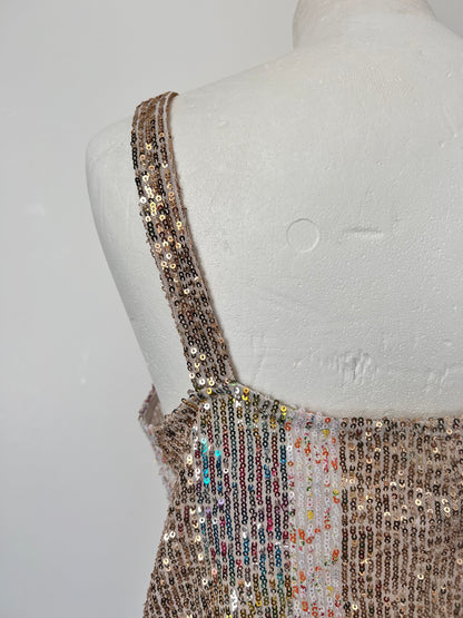 Metallic Rainbow Sequin Strappy Top - Medium