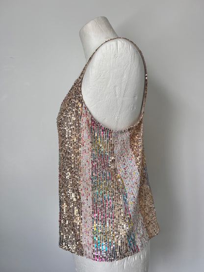 Metallic Rainbow Sequin Strappy Top - Medium