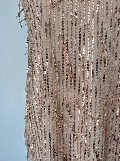 Gold Fringe Sequin Strappy Top - Medium