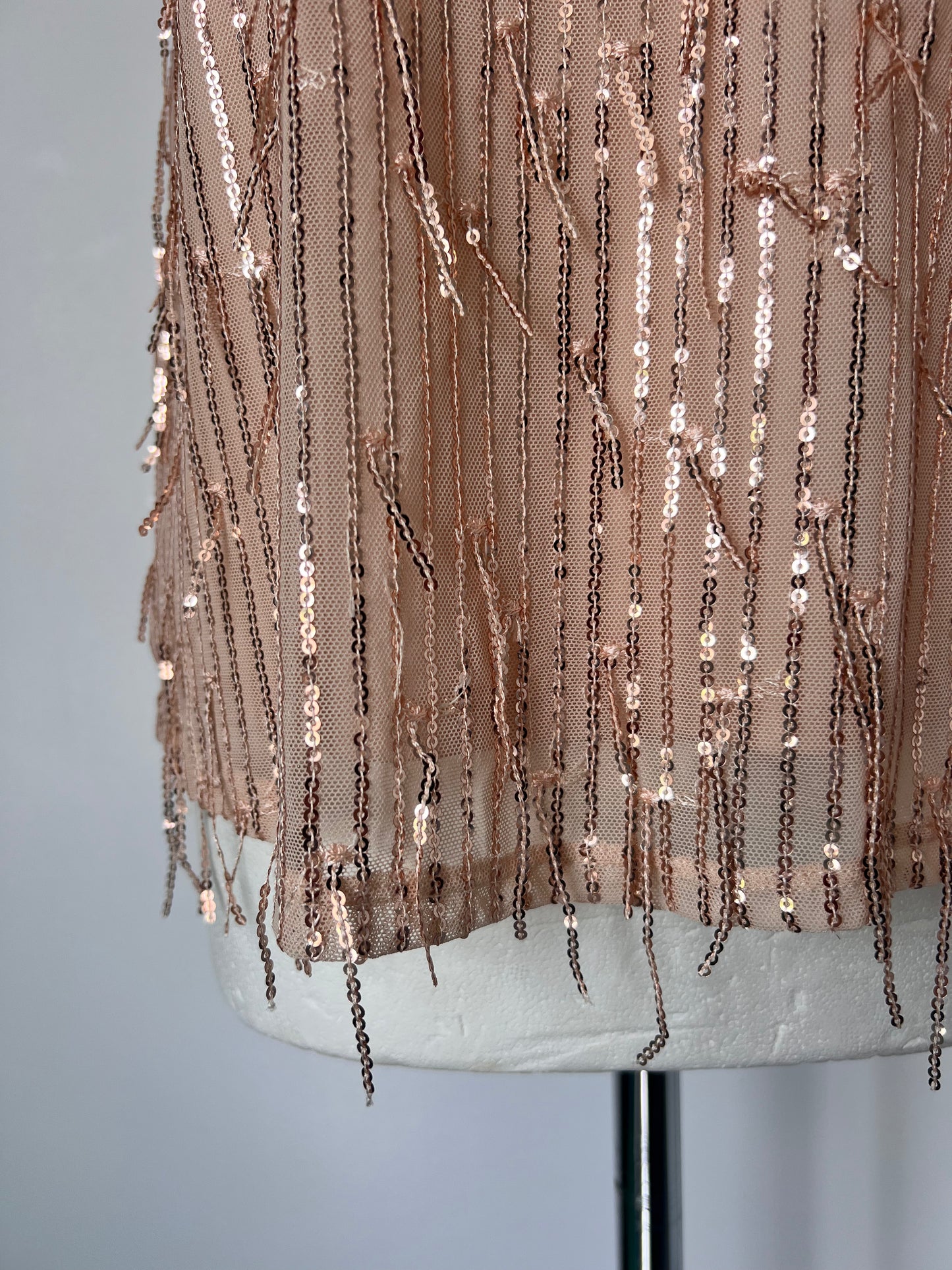 Gold Fringe Sequin Strappy Top - Medium