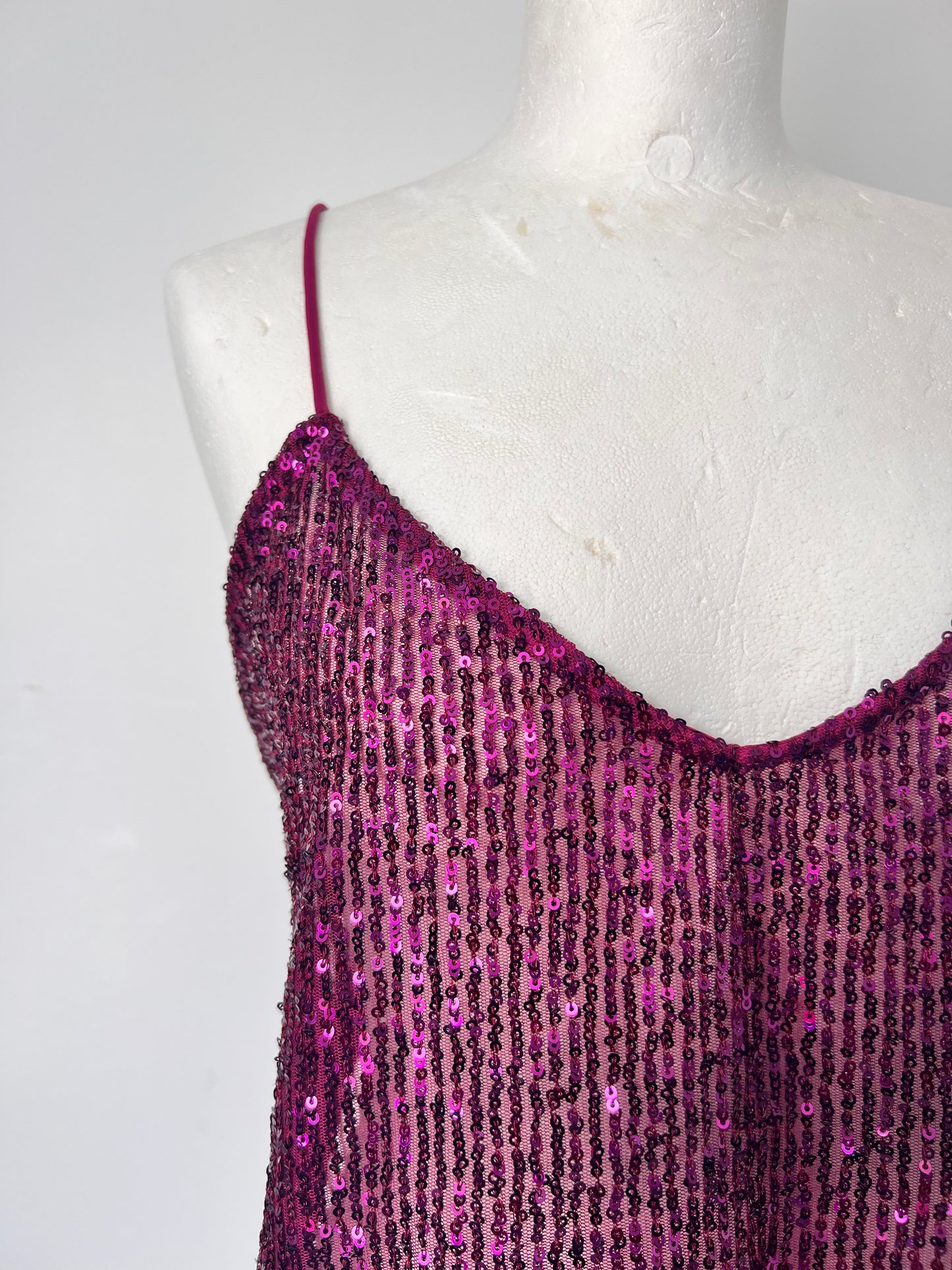 Y2K Purple Sequin Strappy Crop Top - Medium