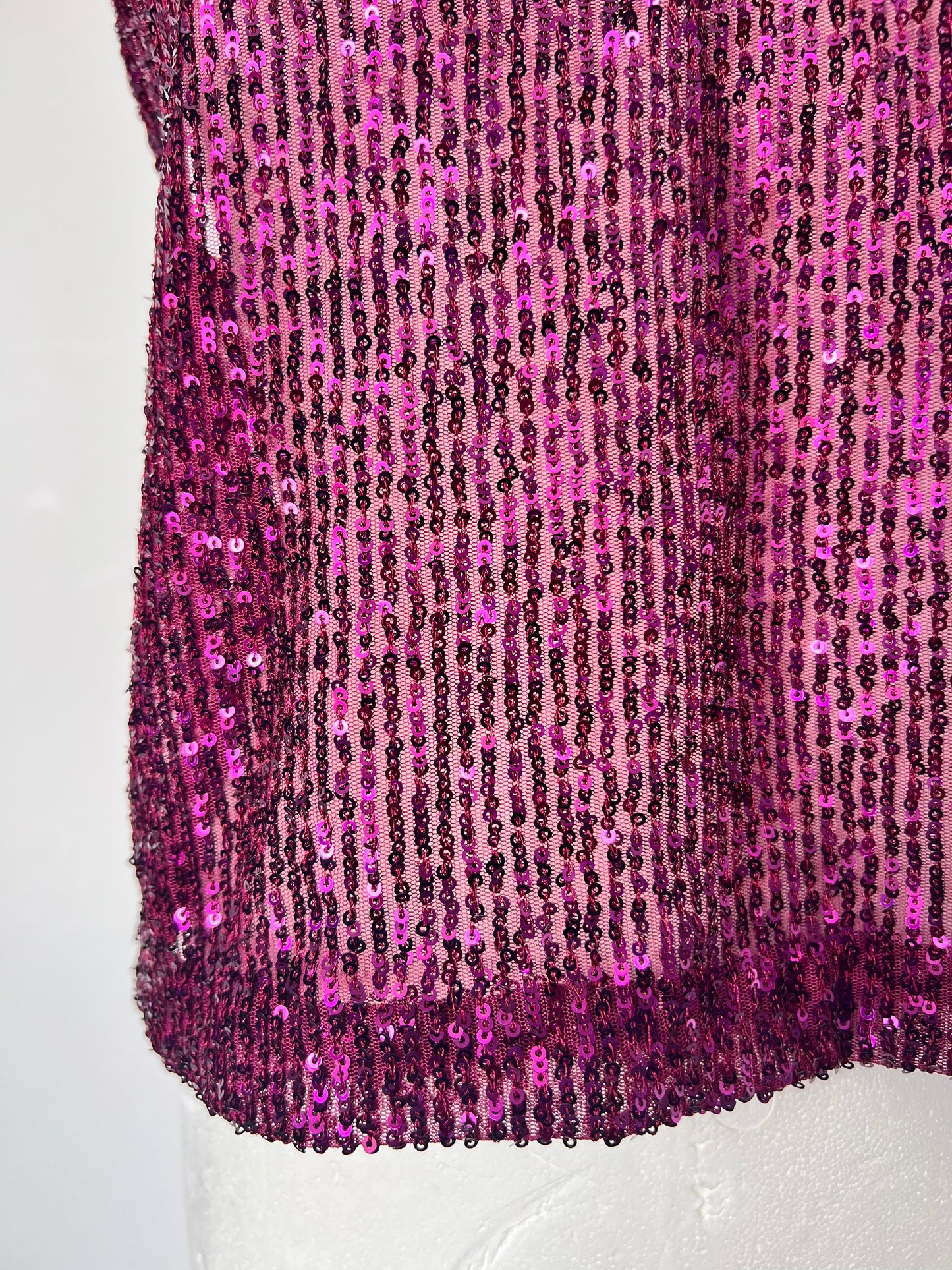 Y2K Purple Sequin Strappy Crop Top - Medium