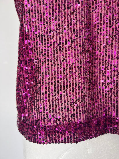 Y2K Purple Sequin Strappy Crop Top - Medium