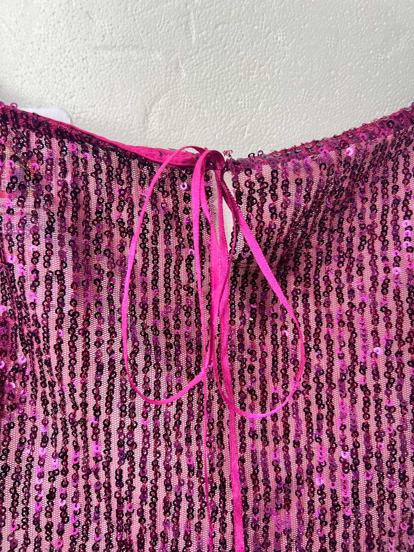 Y2K Purple Sequin Strappy Crop Top - Medium