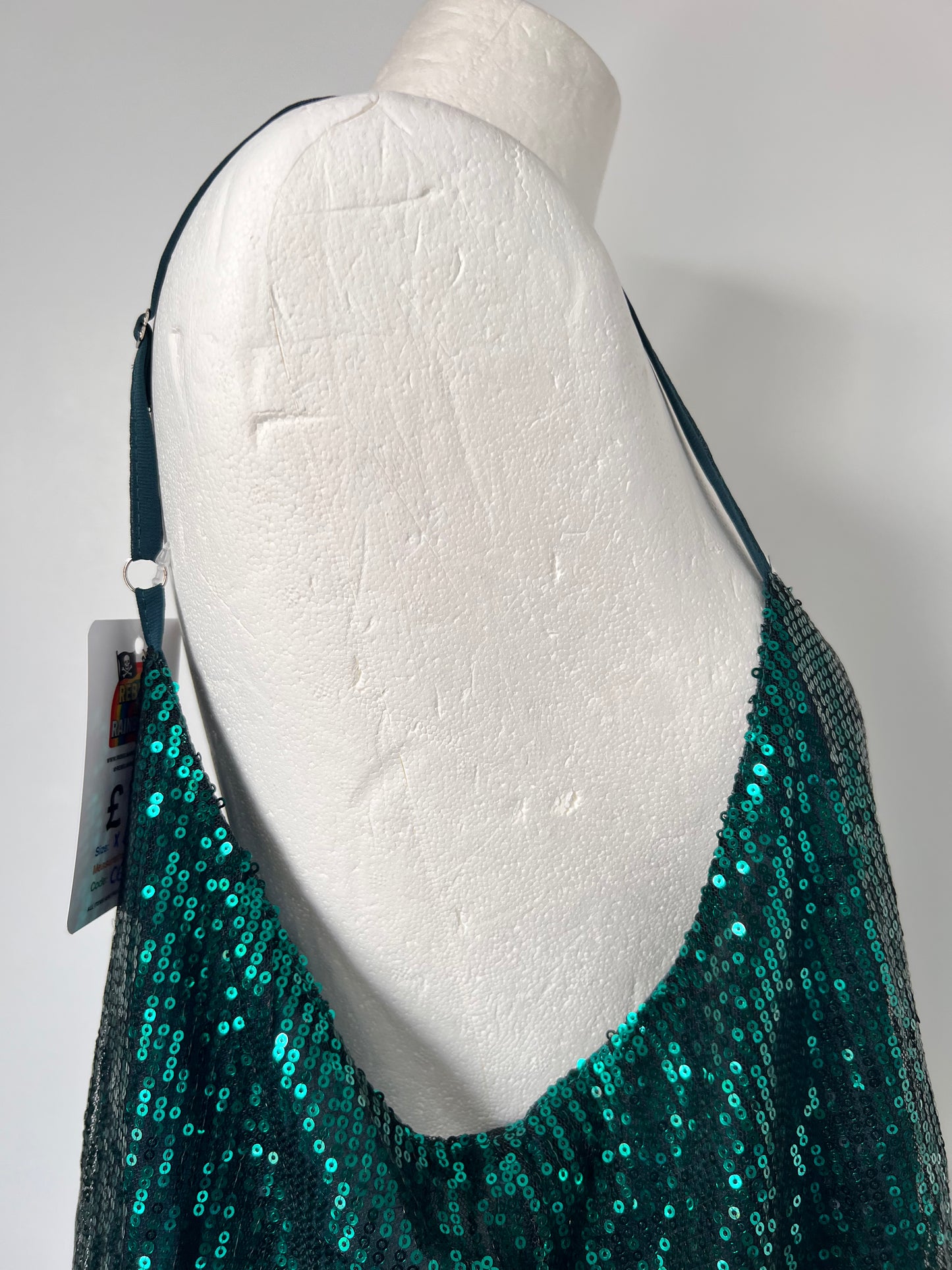 Emerald Green Sequin Floaty Strappy Top - XL