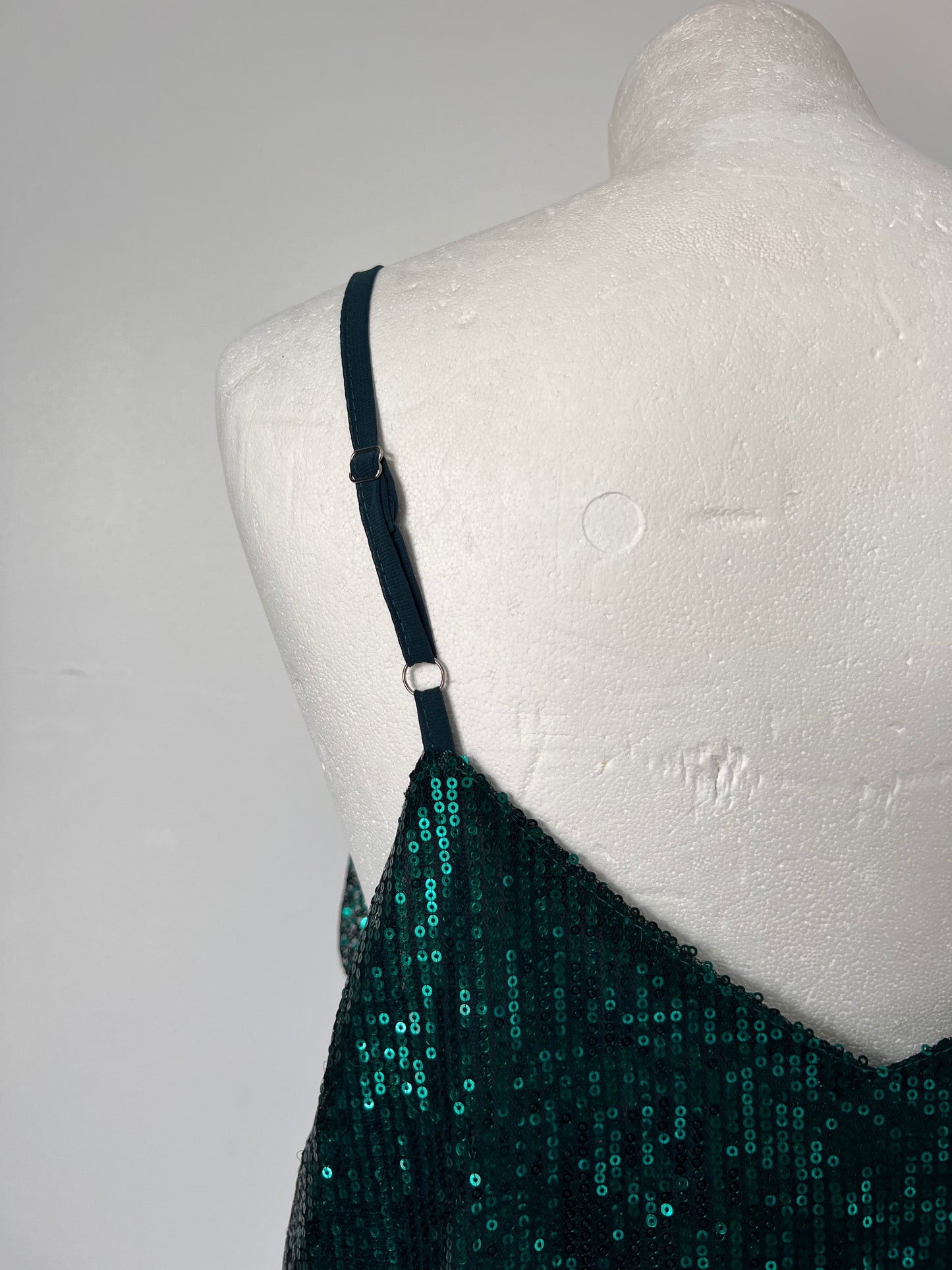 Emerald Green Sequin Floaty Strappy Top - XL