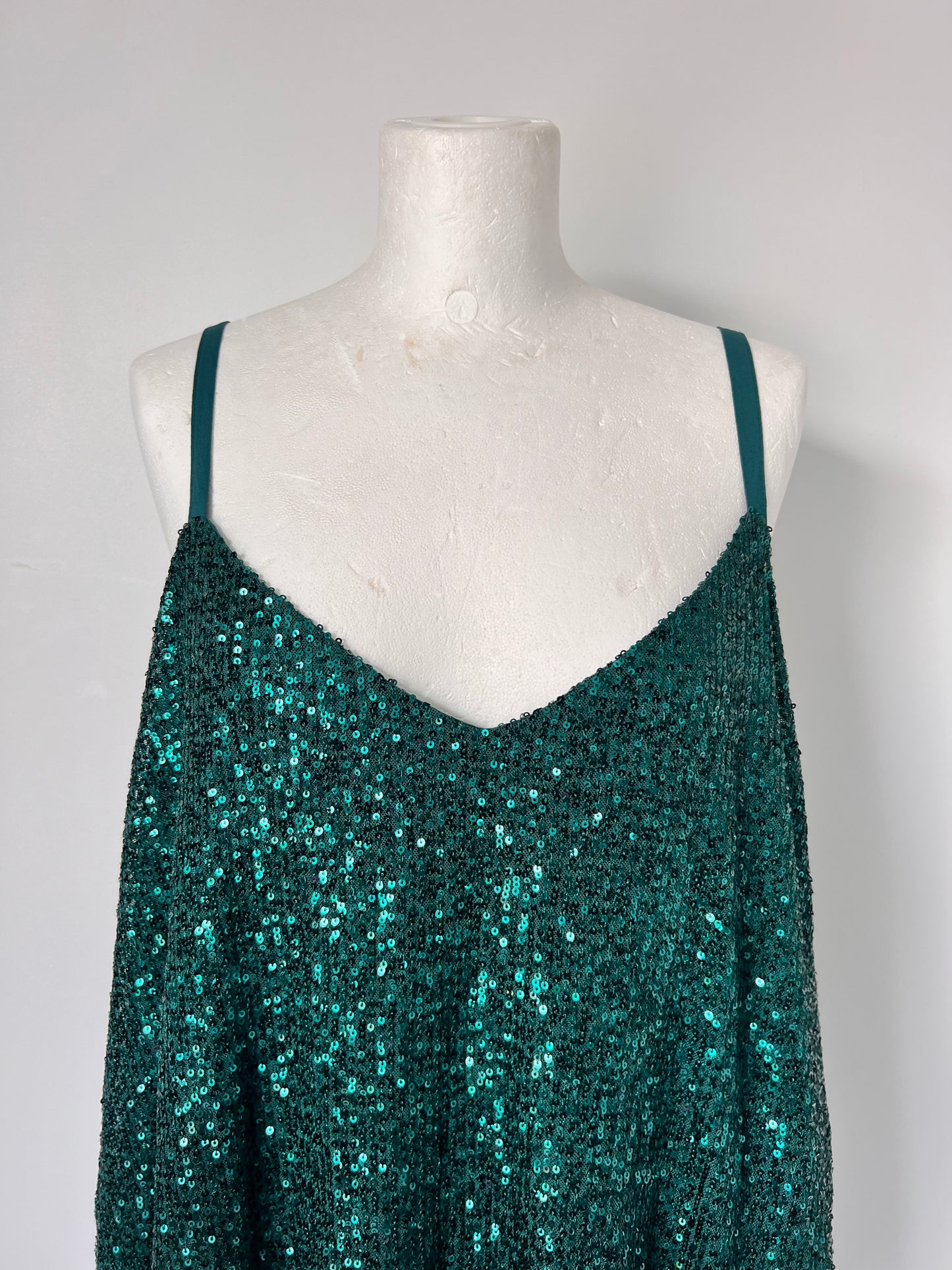 Emerald Green Sequin Strappy Top - XXXL UK30