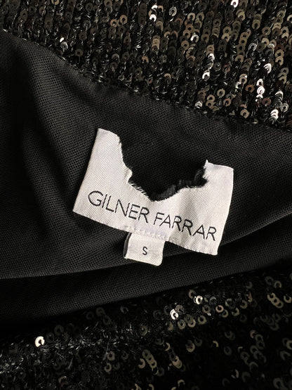 Black Sequin One Shoulder Strappy Top - Small