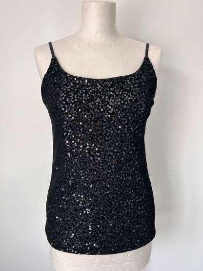 The Limited Black Sequin Mesh Strappy Top - Small