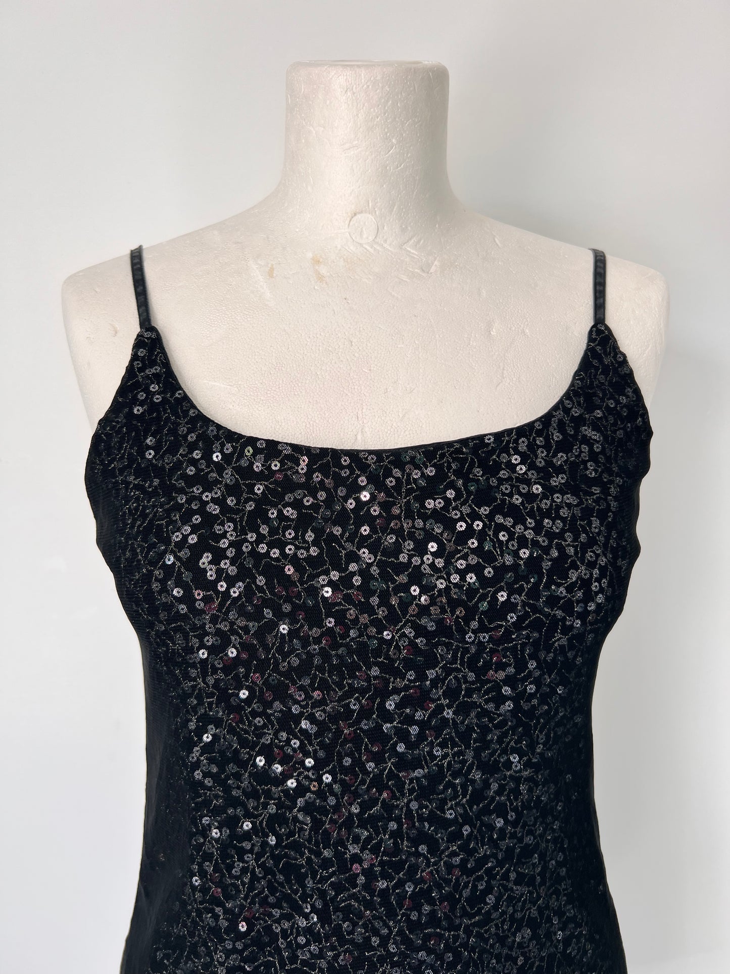The Limited Black Sequin Mesh Strappy Top - Small