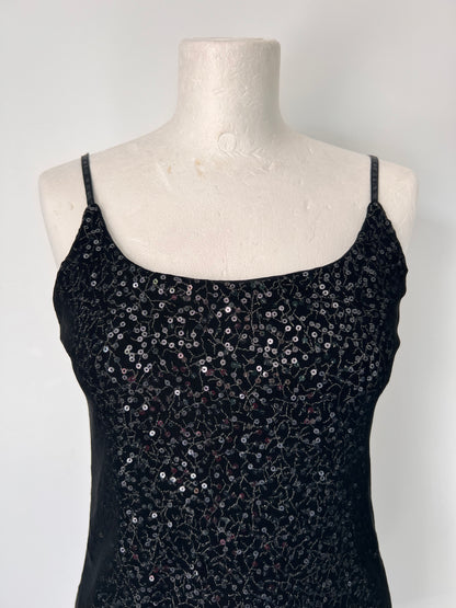 The Limited Black Sequin Mesh Strappy Top - Small