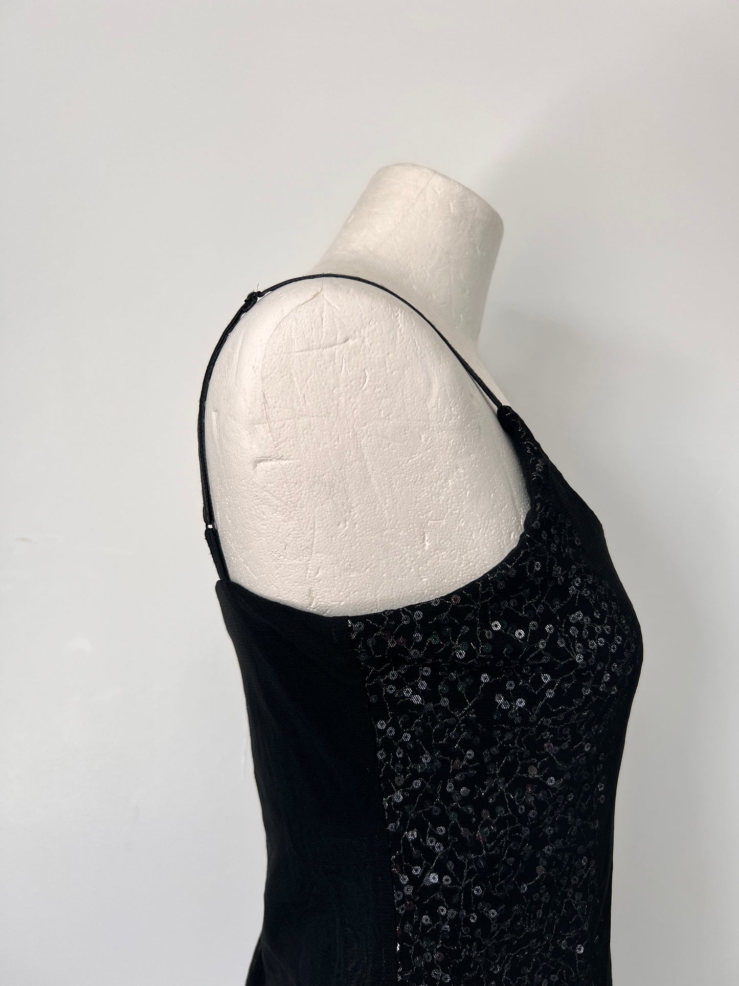 The Limited Black Sequin Mesh Strappy Top - Small