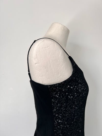 The Limited Black Sequin Mesh Strappy Top - Small
