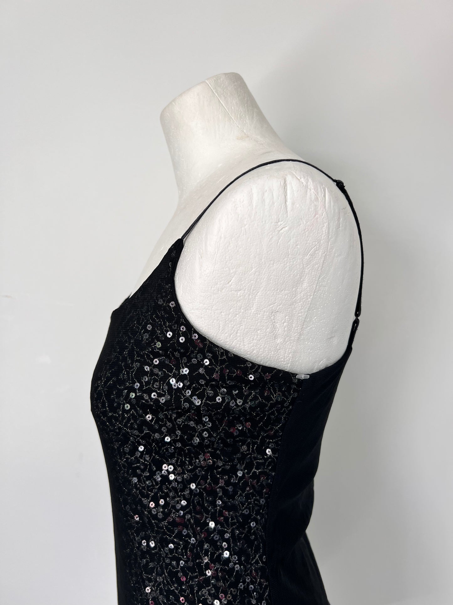 The Limited Black Sequin Mesh Strappy Top - Small