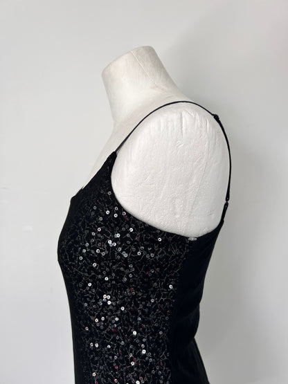The Limited Black Sequin Mesh Strappy Top - Small