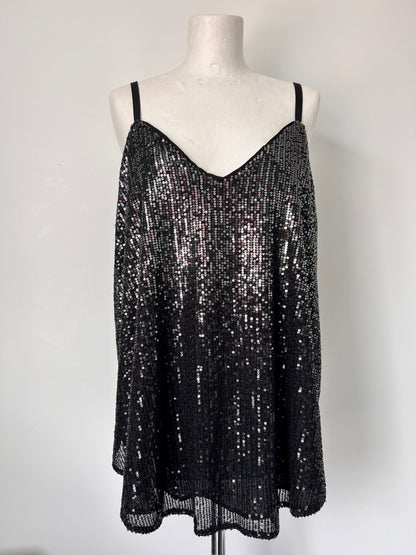 Torrid Black Sequin Strappy Vest Top - Large
