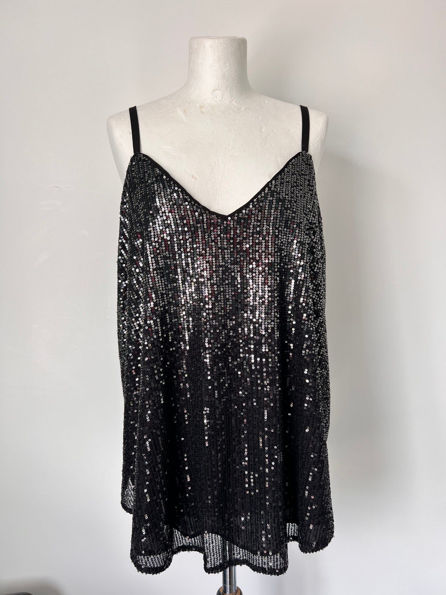 Torrid Black Sequin Strappy Vest Top - Large