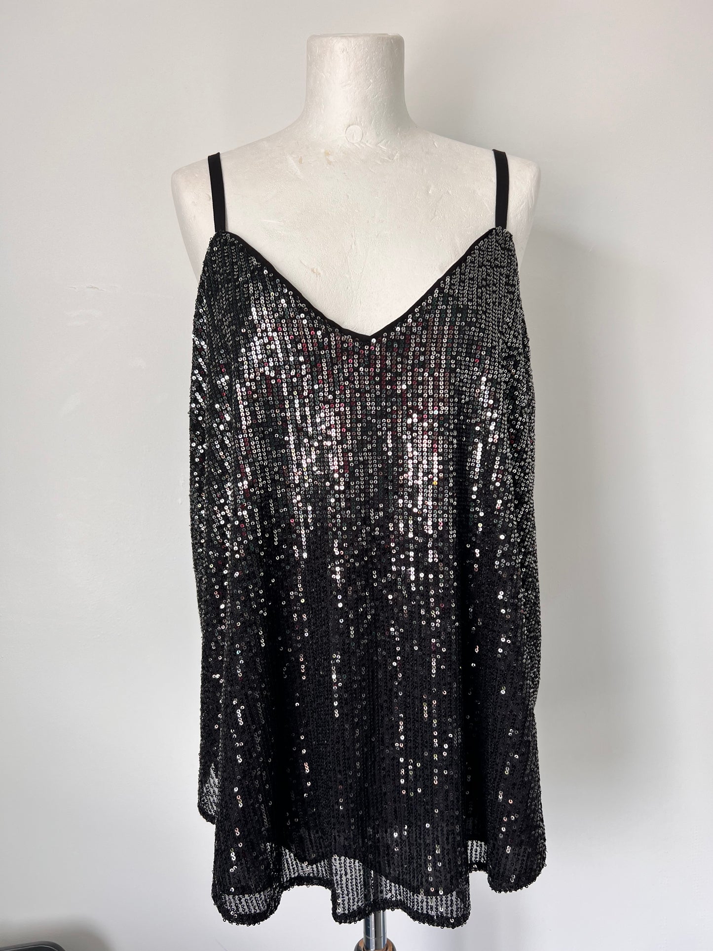 Torrid Black Sequin Strappy Vest Top - Large