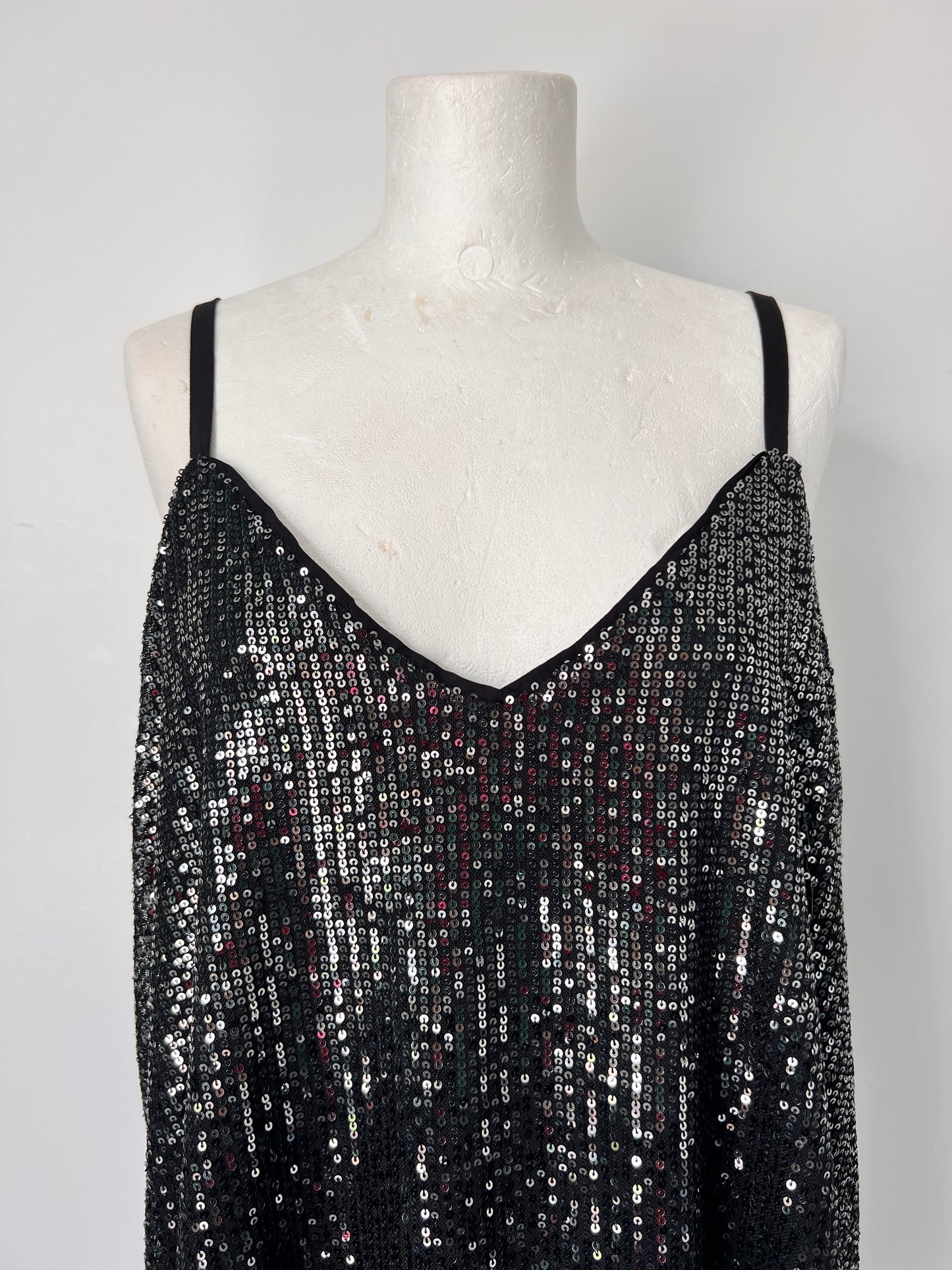 Torrid Black Sequin Strappy Vest Top - Large