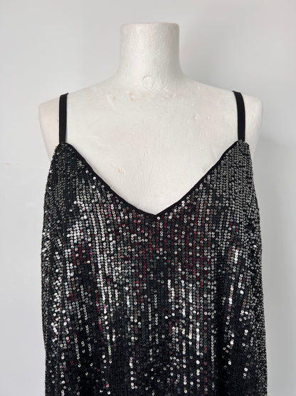 Torrid Black Sequin Strappy Vest Top - Large
