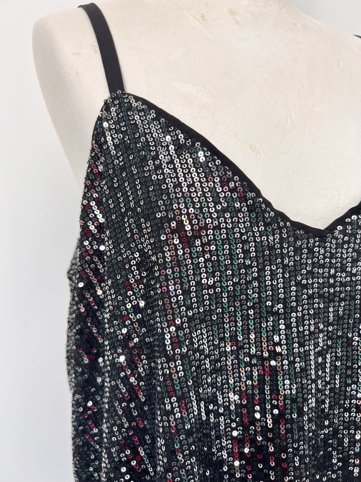 Torrid Black Sequin Strappy Vest Top - Large