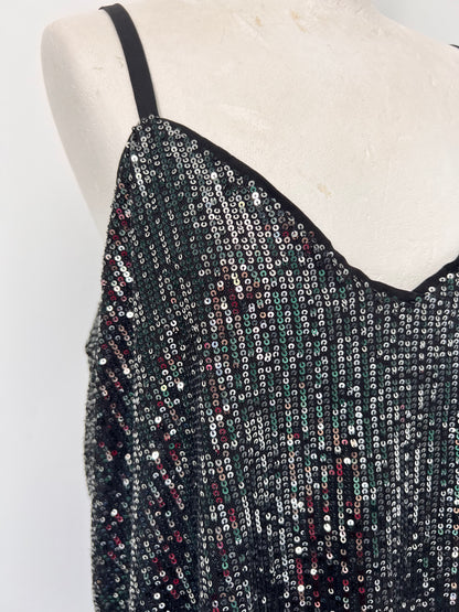 Torrid Black Sequin Strappy Vest Top - Large