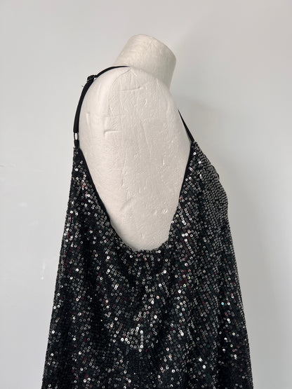Torrid Black Sequin Strappy Vest Top - Large
