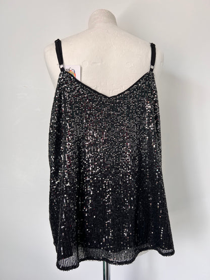 Torrid Black Sequin Strappy Vest Top - Large